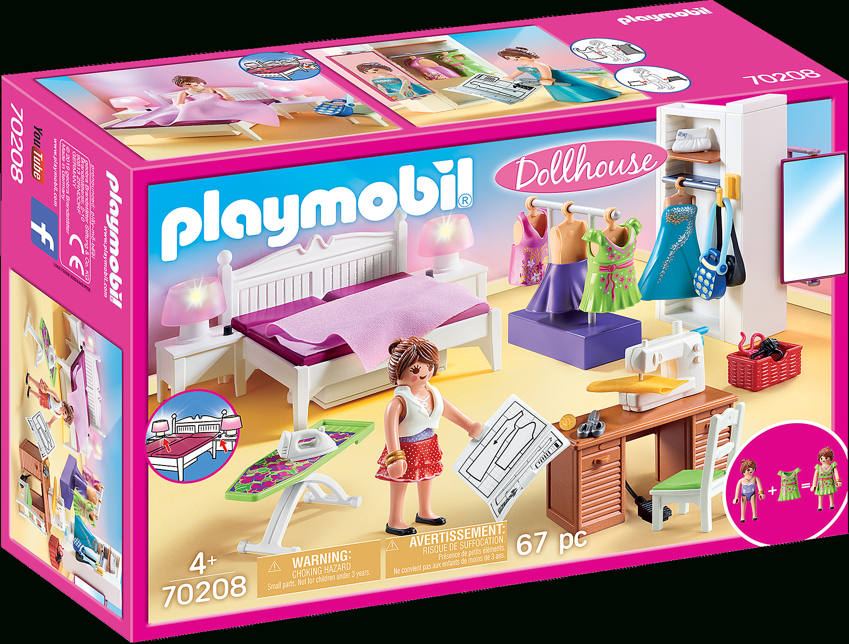 70208 - Dollhouse - Bedroom With Sewing Corner 1 Item regarding Schlafzimmer Playmobil