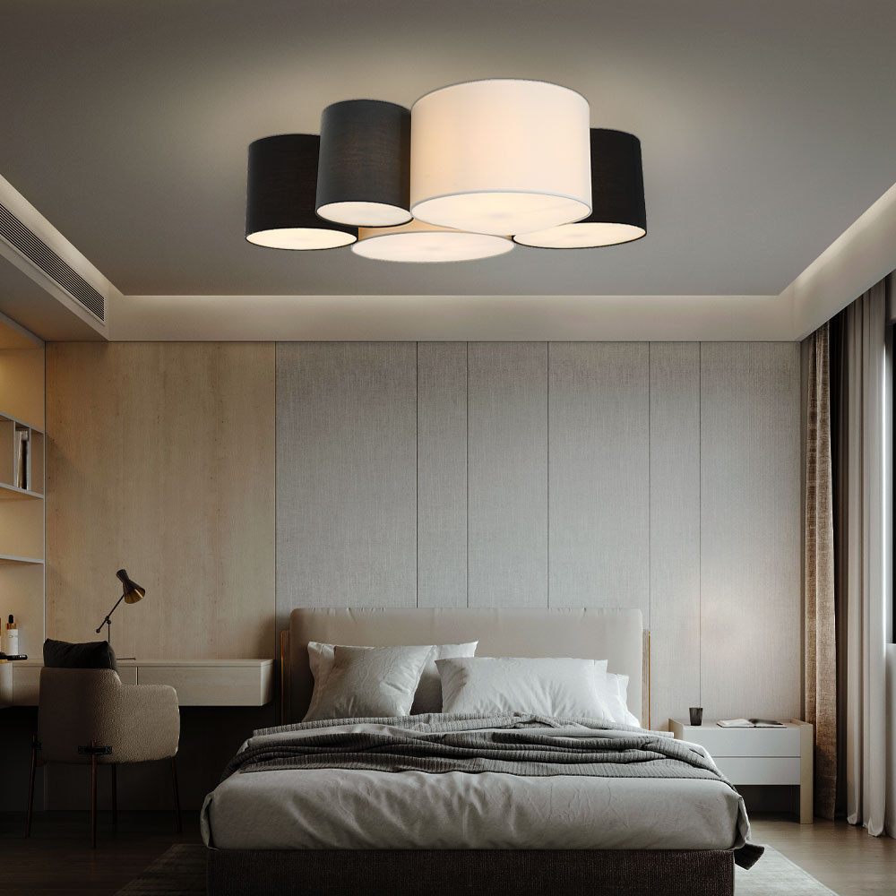 Deckenleuchte, Textil Weiß, Grau, Schwarz, L 90 Cm | Etc Shop throughout Deckenleuchte Schlafzimmer Amazon