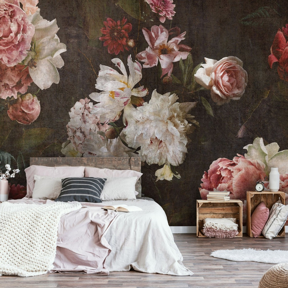 Flowers Vintage Rose 3D Modern Mural Wallpaper Living Room Bedroom pertaining to Vintage Tapete Schlafzimmer