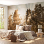 Fototapete Lichtstrahlen Im Wald | Waldtapete Fürs Schlafzimmer Pertaining To Fototapete Schlafzimmer Ideen