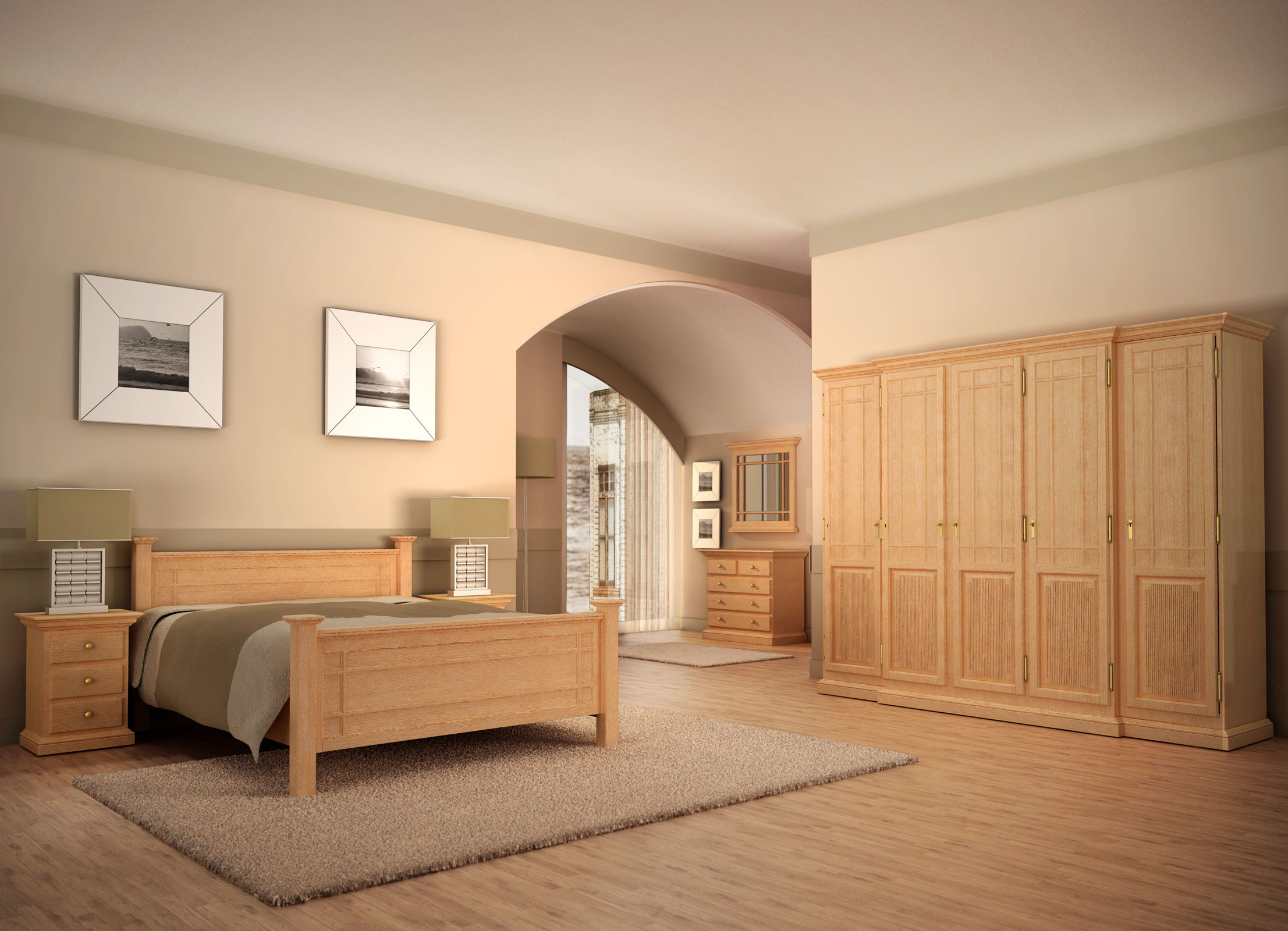 Schlafzimmer Set Duett Doppelbett Kleiderschrank Nachtkonsolen regarding Schlafzimmer Pinie Massiv