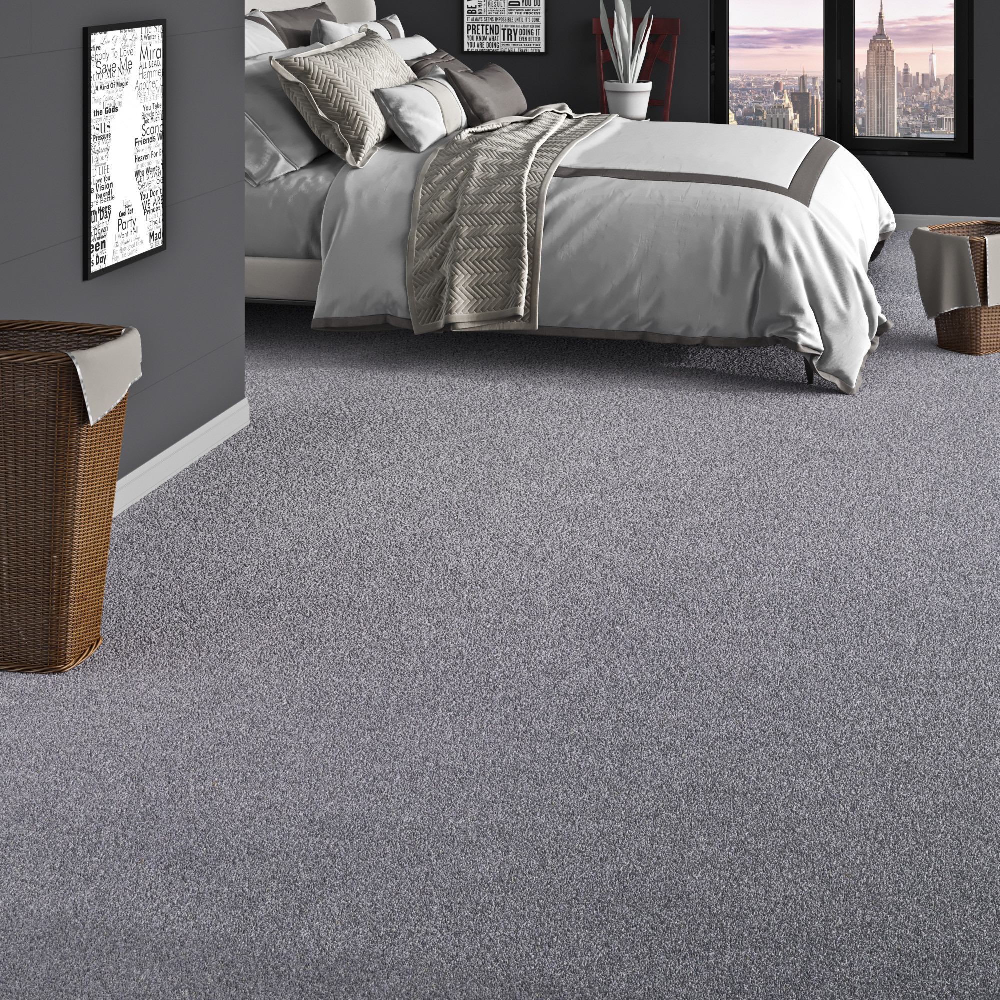 Trend Velours Teppichboden Joy Grau inside Teppich Schlafzimmer Grau