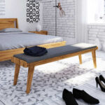 Wildeiche Bank Für Die Wohnung Mit Polster In Hellgrau – Hardus For Bank Schlafzimmer