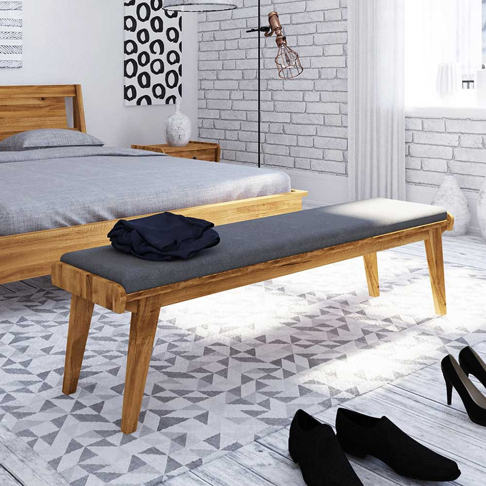Wildeiche Bank Für Die Wohnung Mit Polster In Hellgrau - Hardus for Bank Schlafzimmer